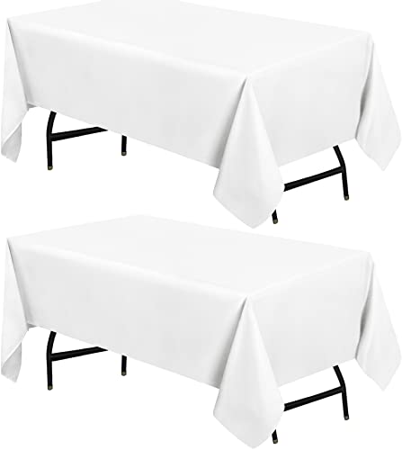 restaurant table cloths - Utopia Kitchen Square Table Cloth 2 Pack [60x84 Inches, White] Tablecloth Machine Washable Fabric Polyester Table Cover for Dining, Buffet Parties, Picnic, Events, Weddings and Restaurants