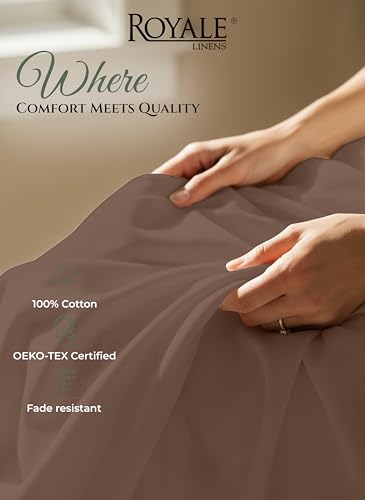 Image of Royale Linens 100% Organic Cotton Full Size Flat Sheet Only - Percale Top Sheets - Full Flat Sheet Sold Separately - Lightweight & Super Soft 100% Cotton Chocolate Bed Sheets Only (81 inchx 96 inch Chocolate)