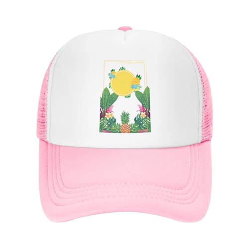 Pineapple Tropical Plant Background Trucker Hat Snapback Mesh Baseball Cap Unisex2