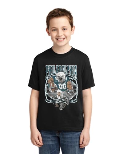 Wild Bobby Phila Fan | PHI Fantasy Football Sports Unisex Boys Girls Graphic Youth T-Shirt, Black, Small