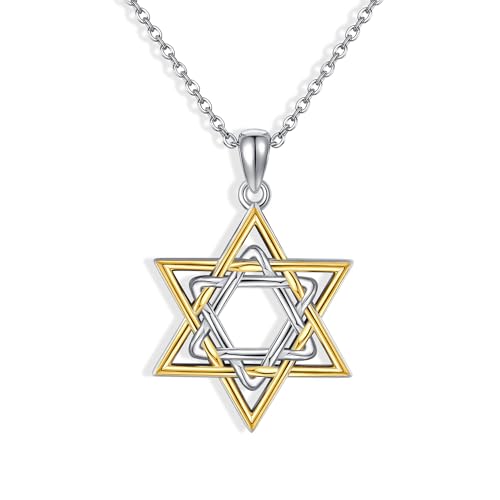 YAFEINI Star Of David Necklace 925 Sterling Silver Simplicity Cross/Meroah Pendant Necklace Jewish Jewelry Star Of David Gifts For Women Men