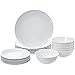 Amazon Basics - Vajilla de 18 piezas, Porcelana blanca lisa, 6 servicios
