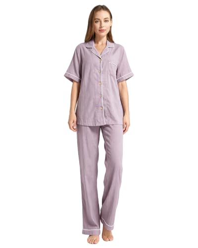 Image of Womens Muslin Pajama Set 100% Cotton Double Gauze Linen Like