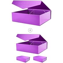PACKHOME 16.3x14.2x5 Inches, 4 Extra Large Gift Boxes with Lids, Gift Boxes for Clothes and Large Gifts Purple with Grass Texture