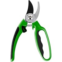 Buystarget Garden Shears Bypass Heavy Duty Carbon Steel Hand Pruning Shears Precision Secateurs Pruners Scissors Gardening Cutting Tool Clippers Trimmer Non-Slip Grip (Green-Teflon Coated)