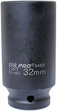 US PRO Tools 32mm 1/2" dr 12 Point Deep Hub Nut Socket, Gearbox etc 3483