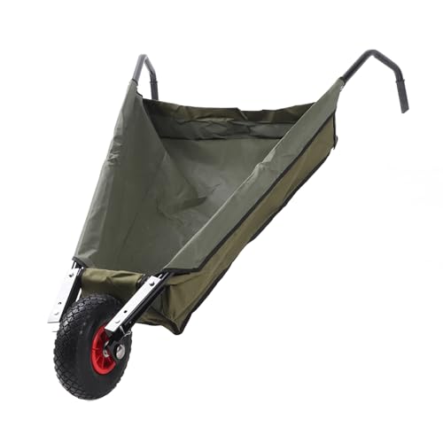 Aoaoy Carretilla de jardín plegable de tubo de acero de gran capacidad, carrito plegable para patio, para hierba, malas hierbas, corteza y tierra