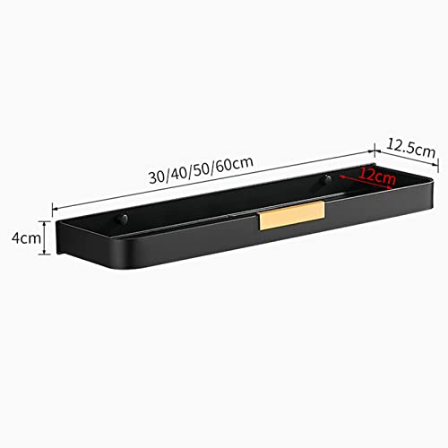 Soporte para champú para Ducha Montado en la Pared Cesta de Ducha Sin perforación Estante de baño con Gancho Adhesivo Negro Espacio Aluminio para baño Inodoro,40cm
