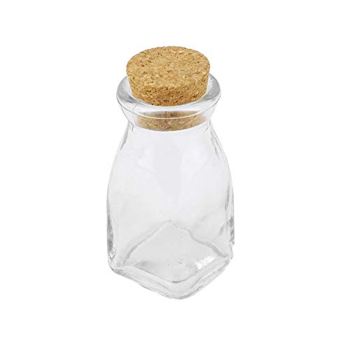 Mini Vintage Milk Bottle Jug Jar Glass Carafe Favor Cork, 4-1/4-inch