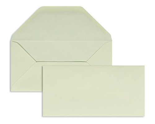 100 Stück, Farbige Briefumschläge, DIN Lang, Nassklebung, Trapezklappe, 100 g/qm Offset, Ohne Fenster, Creme (Biscuit), Blanke Briefhüllen
