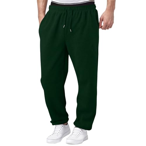 Men's Baggy Sweatpants Wide Leg Fleece Drawstring Casual Pants Elastic Waist Athletic Loose Fit Cozy Trousers with Pockets
