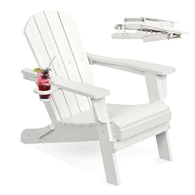 LOUNZY Folding Adirondack Chair, White