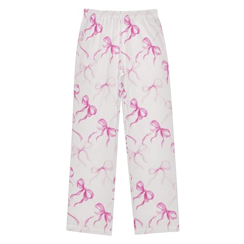 Pajama Bottoms, Ribbons Pink Bows Pajamas Pant Sleep Long Pants Lounge Wear Sleepwear Soft Pjs