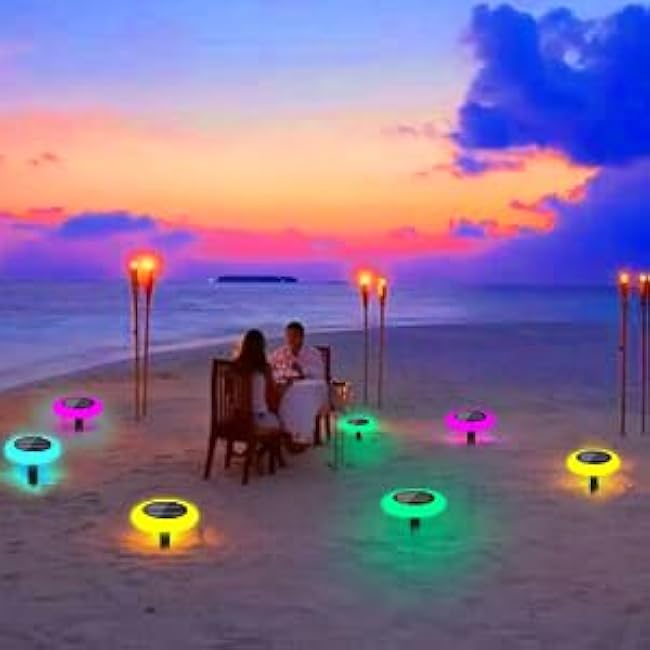 Solar Pathway Lights Outdoor, 6 Pack 7 Color Changing with Remote Control, Dusk to Dawn Solar Powered Waterproof LED Ground Lighting for House Outside Lawn Garden Yard Patio