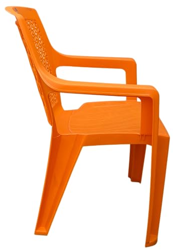 Image of SkyGlamour Cello Sonet Plastic Chair | Mid Size Plastic Chair for Home, Living Room, Garden Indoor and Outdoor use |Plastic Chairs Set of 4 (Colour: Orange; Set of 4)