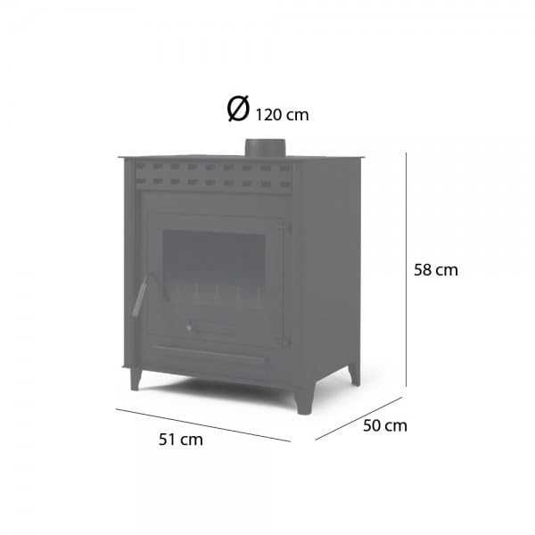 Estufa de leña pequeña modelo A 12.6 Kw | Chimenea rustica de leña | Estufa de leña clásica para salón salida humos vertical
