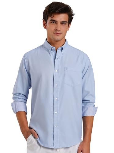 Image of FYLTR Men's Oxford Button Down Full Sleeve Shirt - 100% Cotton | Regular Fit | Summer Shirts for Men | Contrast Sleeve & Collar Detail | Desk to Dinner Shirt