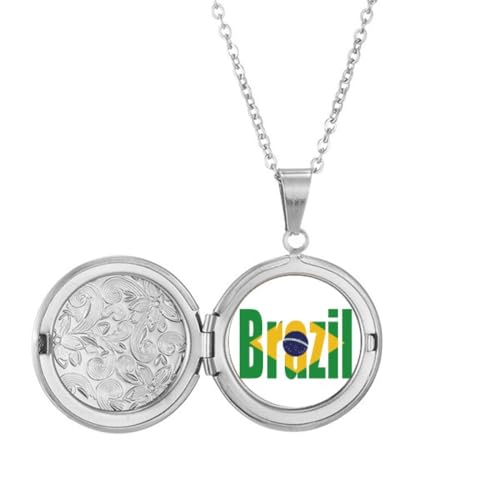 Collier drapeau du Brésil pendentif Art déco idée cadeau anniversaire