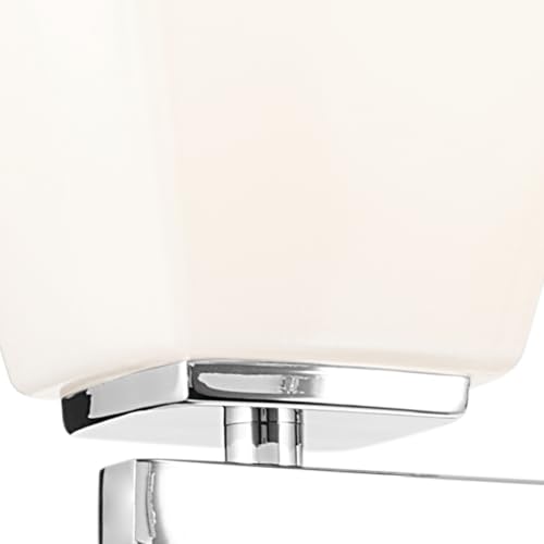 Image of Kichler Marant 4-Light Bathroom Vanity Light Fixture with Opal Glass, Modern Chrome Wall Mount Over Mirror for Powder Room (33.25 in x 9.5 in x 6.75 in), 55217CH