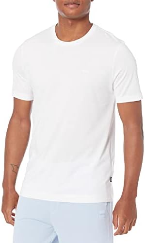 BOSS Men's Small Logo Cotton Crewneck T Shirt, Basic White, S