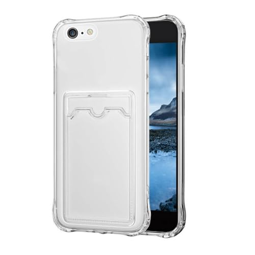 SDTEK for iPhone 6 / 6s Case Shock Absorbing Gel Clear Cover with Card Holder Anti Drop Protection