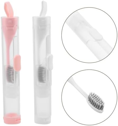 HOMSFOU 2pcs Travel Toothbrush with Built-in Toothpaste Container Folding — view 7