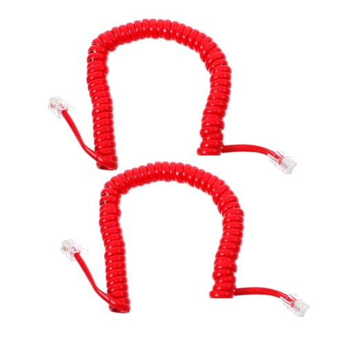 SHINEOFI 2Pcs Coiled Phone Cords for Landline Telephones Flexible Durable Curly Telephone Cables Stable Signal Transmission Sound Quality for Home Office Use