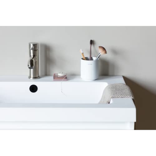 Image of Brabantia Mindset Toothbrush & Toothpaste Holder (Mineral Fresh White) Multiple Brush, Paste, Electric Toothbrush Storage Pot Container for Bathroom Washbasin (3.2 x 3.2 x 3.7) (Pack of 6)