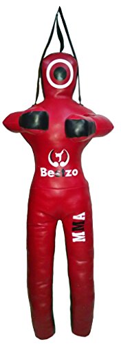 Bestzo MMA Martial Arts Jiu Jujitsu Judo Punching Bag Grappling Dummy Standing Position -Unfilled (Synthetic Leather Red, 70 inches (6 ft))