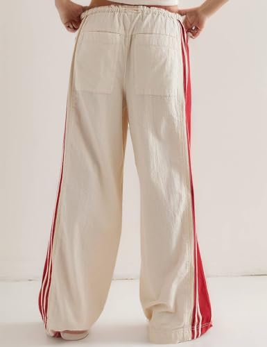 Women's Mid Rise Wide Leg Pants Hudson Canyon Side Printed Casual Pants with Drawstring Waistband3