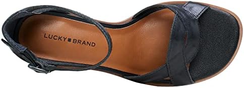 Lucky Brand Women's Sarwa Ankle Strap Sandal Heeled, Black, 7 | Image 1