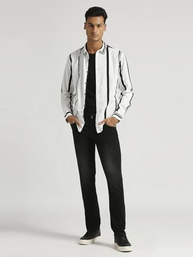 Image of Pepe Jeans Men's Casual Shirt | Striped Shirt for Men| Regular Fit | Vertical Stripes | Full Sleeve | Available in Plus Size