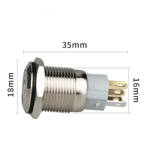 Pulsador metálico de 16mm de acero inoxidable con anillo LED blanco para panel de 24V 2