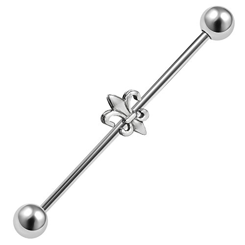 bodyjewellery 1Pcs 14g 38mm Industrial Barbell Earrings Piercing Jewelry bar Surgical Steel Ear Barbell Gauge Cartilage Design in The Middle D4MCM