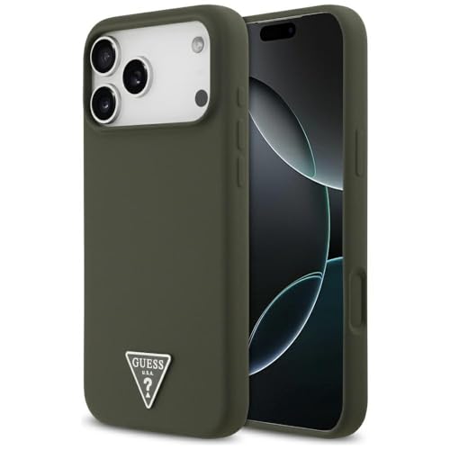 CG MOBILE Guess Silikon-Dreieck-Logo kompatibel mit MagSafe Hülle für iPhone 17 Pro Max (Khaki)