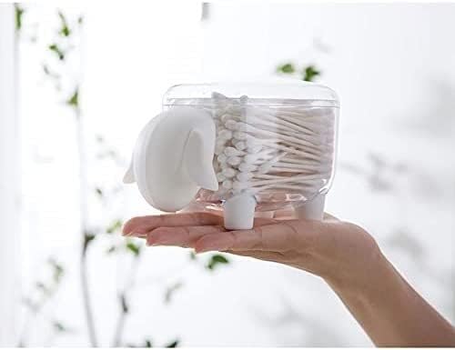 JYYBN Cotton Swab Storage Box with Lid Transparent Cotton Swab Cosmetic Small Box Desktop Cotton Swab Box Makeup Cotton Box Finishing Box (Color : White)