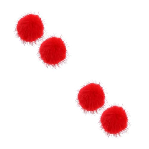 DIYEAH 2 Juegos Adornos De Bolas De Piel Poseedor Cáscara Enchufar Varita Mágica Cacerola Piscina Bola De Pompón De Piel Pinzas Para Zapatos Con Pompones Esponjosos Tela Rojo 2 Piezas * 2