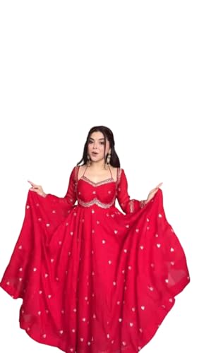 Image of Beautiful Embroidered Anarkali Gown for Women ||Festive Outfit with Intricate Detailing