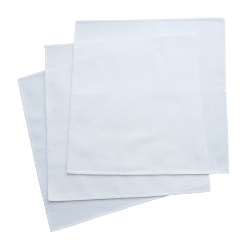 Organic Handkerchiefs Co, Mens White Hankies, Organic Cotton 14 inch, Pack of 3