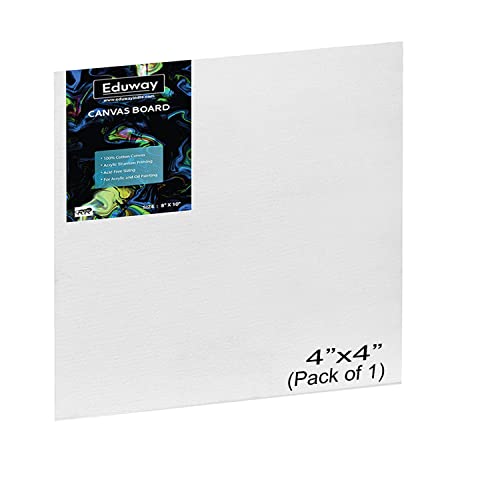 Eduway - Eduway Toile de coton grain moyen 10 x 10 cm avec dos en panneau MDF de 4 mm, à peindre