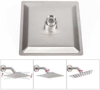 NearMoon Rain Shower Head, High Flow Stainless Steel Square Rainfall Shower, High Pressure Design, Awesome Shower Experience Even At Low Water Flow (6 Inch, Brushed Nickel)