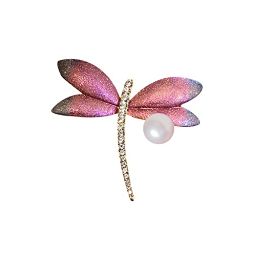 Broche femme pull et écharpe motif libellule perle pour le quotidien