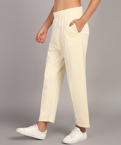 Image of Alan Jones Clothing Womens Mid Rise Stretch Straight Trousers | Straight Fit With Pin Tucks | Side Pockets | Concealed Drawstring Waist
