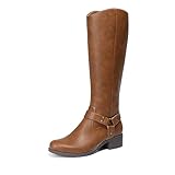 DREAM PAIRS Boots For Women Knee High, Comfortable Pull On Side Zipper Buckle Riding Boots,Size 8,Brown,SDKB2312W