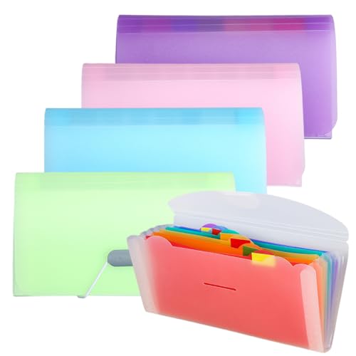 Expanding Ticket Folders, 5 Pack Expanding File Folder, A6 Size 13 Pockets Portable Accordion Folder Expanding File Organisers Expandable File Rainbow Document Organiser