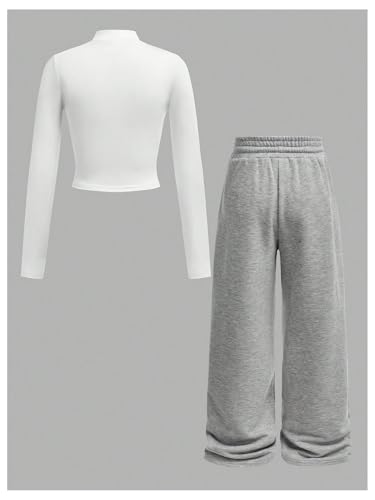 Girl's 2 Piece Athletic Sets Long Sleeve Zip Up Jackets and Wide Leg Baggy Sweatpants Sportswear2