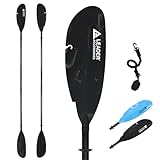 Adjustable Kayak Paddle Boat Oar: Kayak Canoe Paddles 90-98 inch/230-250cm - Aluminum Floating Kayaking Fishing Oars with Paddle Leash for Adults Youth (Black)