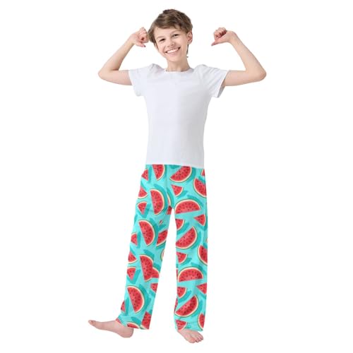 Boys' Pants Red Watermelon Blue Pattern Long Bottoms Jogger Pants Elastic Waist Trousers with Pockets S-XL2