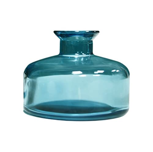 200ml/6.7oz Empty Refillable Blue Round Glass Diffuser Bottle Scented Reed Diffuser Jar Container Fragrance Accessories Use for DIY Essential Oils Crafts Decor