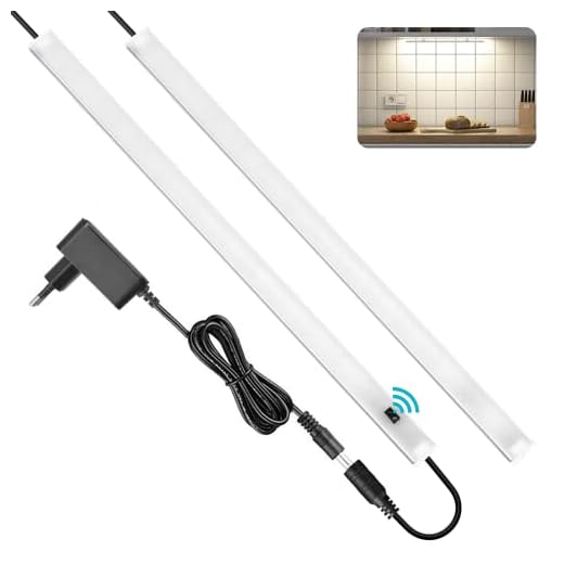 SOAIY 2x40cm Luz bajo mueble cocina con sensor movimiento de la mano, Iluminacion ajustable led cocina bajo mueble, luz cocina bajo armario con enchufe, Blanco Frío 4000K